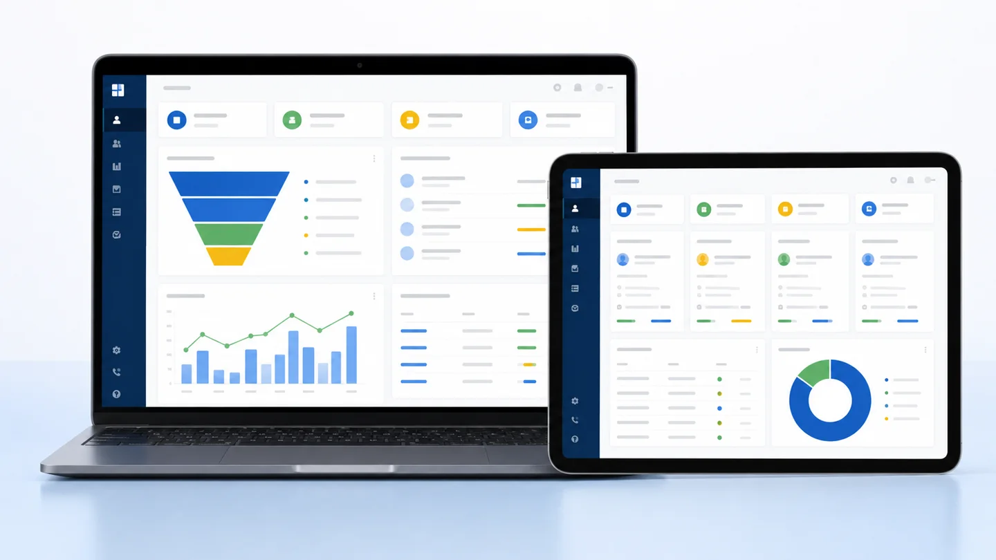 Sistema de gestão comercial com funil, clientes e indicadores