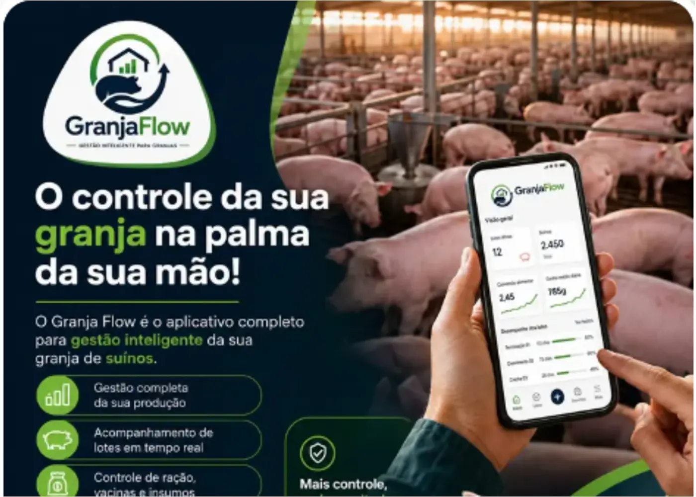 Painel de gestão agro do GranjaFlow