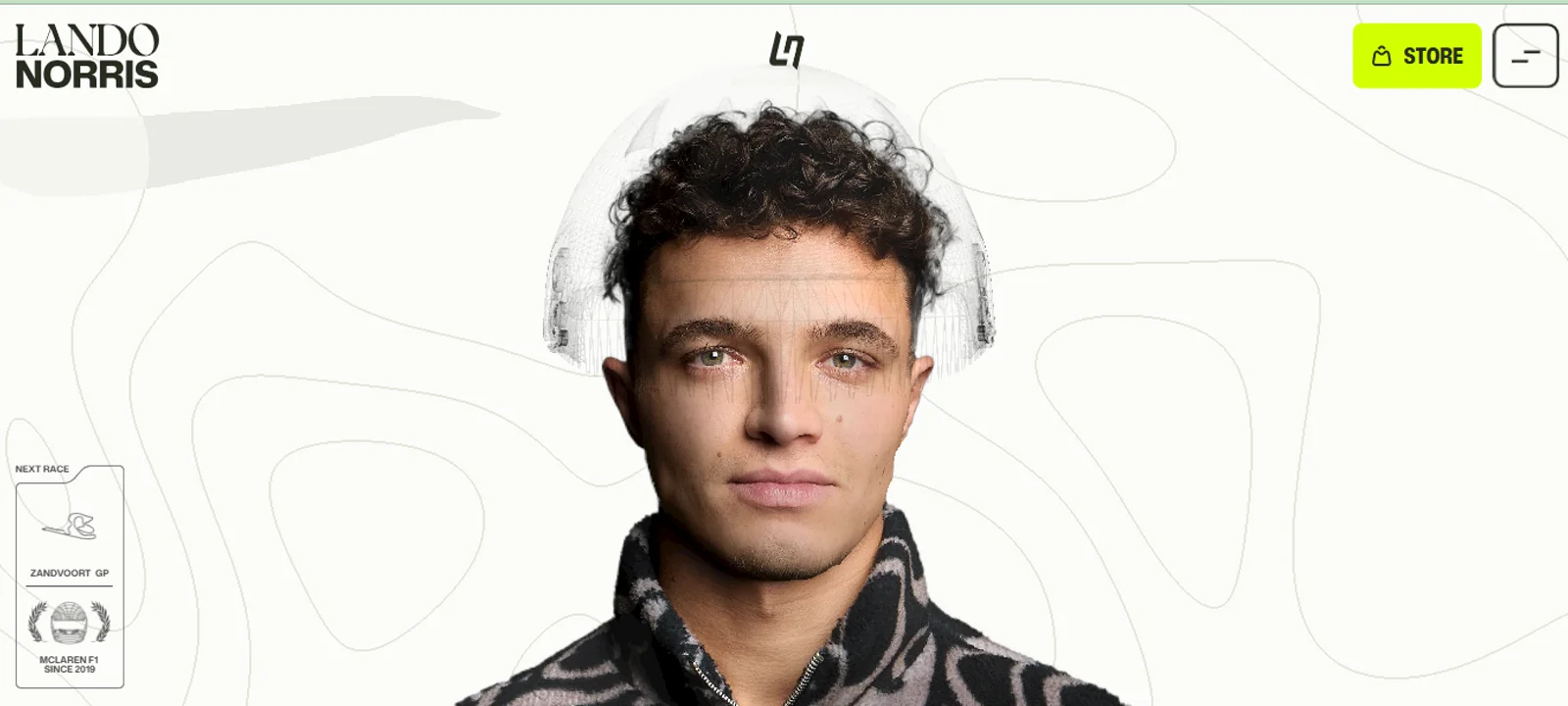 Experiência digital interativa do site de Lando Norris